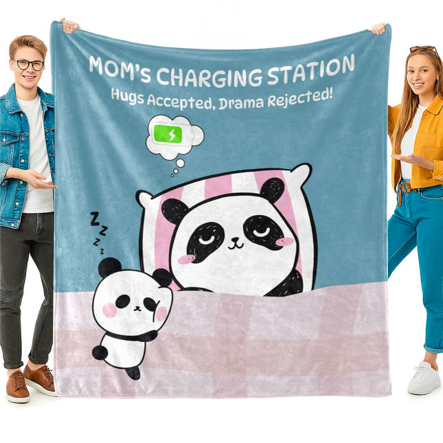 OINA® Mom’s Charging Station Blanket – Cute Panda Hug Gift for Mom