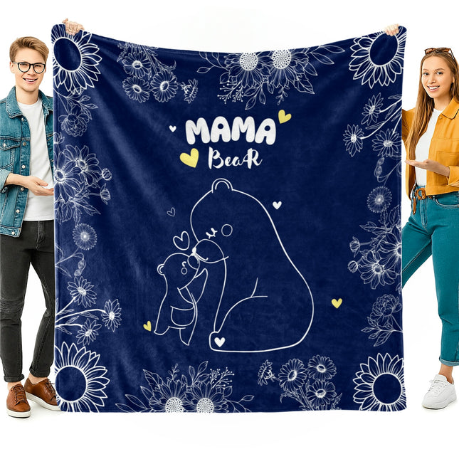 OINA® Mama Bear Blanket – Navy Floral Gift from Child to Mom