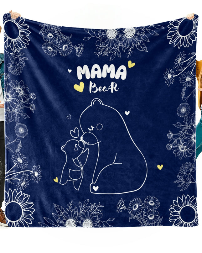 OINA® Mama Bear Blanket – Navy Floral Gift from Child to Mom