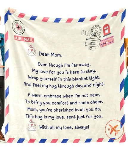 OINA® To My Mom – Airmail Blanket with Long-Distance Poem & Love Message
