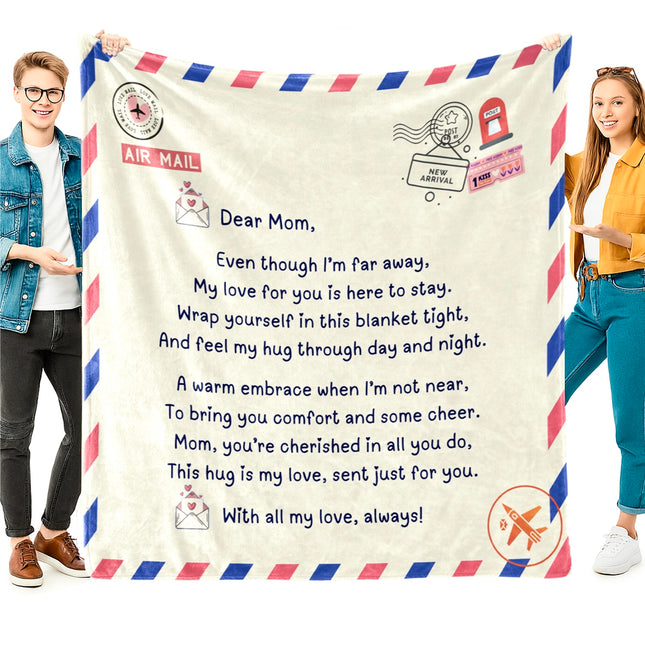 OINA® To My Mom – Airmail Blanket with Long-Distance Poem & Love Message