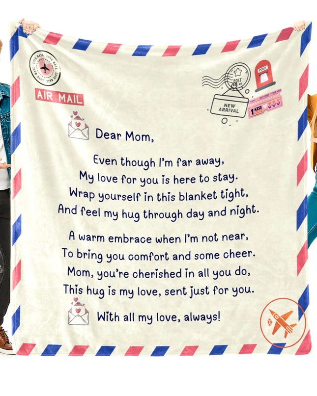 OINA® To My Mom – Airmail Blanket with Long-Distance Poem & Love Message