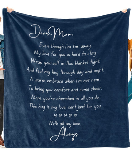 OINA® To My Mom – Navy Blue Blanket with Poem and Long-Distance Hug Message