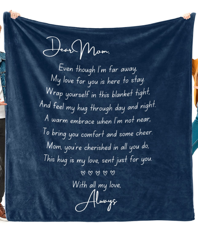 OINA® To My Mom – Navy Blue Blanket with Poem and Long-Distance Hug Message