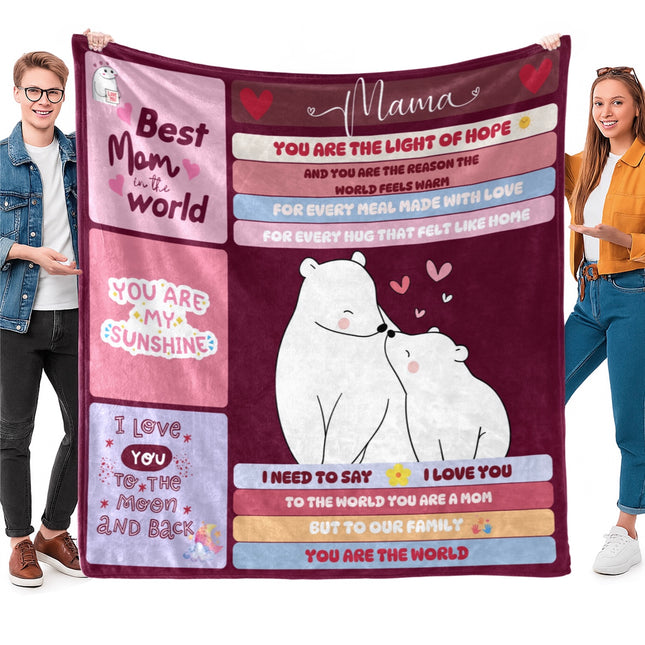 OINA® To My Mom – Polar Bear Blanket with Loving Messages