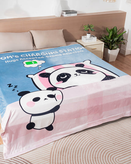 OINA® Mom’s Charging Station Blanket – Cute Panda Hug Gift for Mom