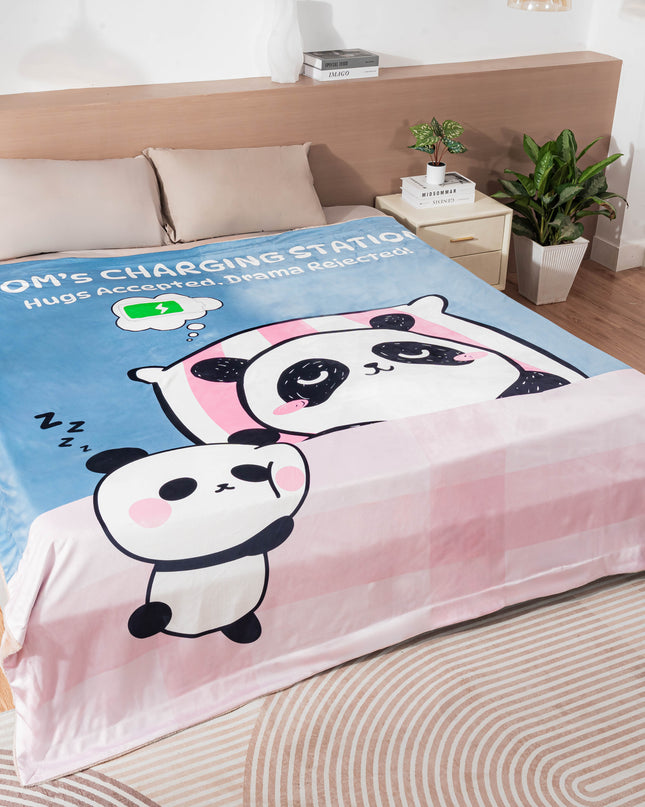 OINA® Mom’s Charging Station Blanket – Cute Panda Hug Gift for Mom