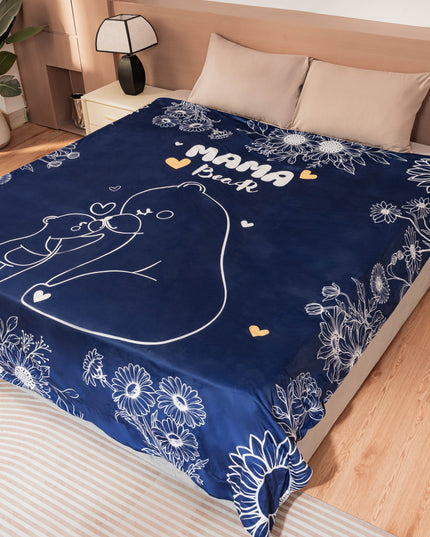 OINA® Mama Bear Blanket – Navy Floral Gift from Child to Mom