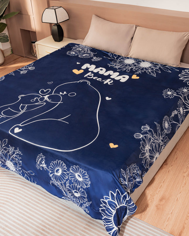 OINA® Mama Bear Blanket – Navy Floral Gift from Child to Mom