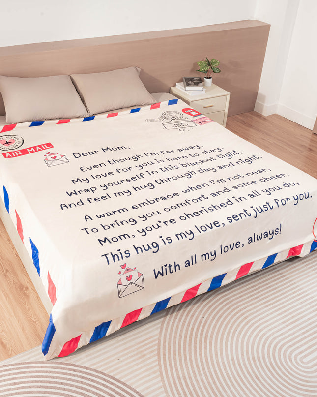 OINA® To My Mom – Airmail Blanket with Long-Distance Poem & Love Message