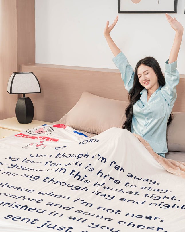 OINA® To My Mom – Airmail Blanket with Long-Distance Poem & Love Message