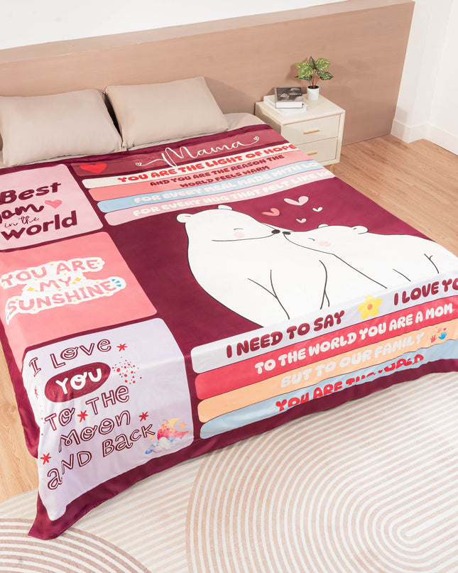 OINA® To My Mom – Polar Bear Blanket with Loving Messages