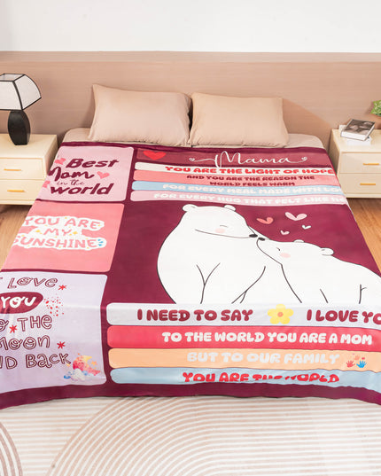 OINA® To My Mom – Polar Bear Blanket with Loving Messages