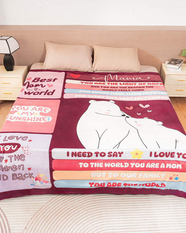 OINA® To My Mom – Polar Bear Blanket with Loving Messages