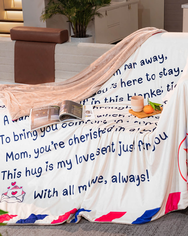 OINA® To My Mom – Airmail Blanket with Long-Distance Poem & Love Message