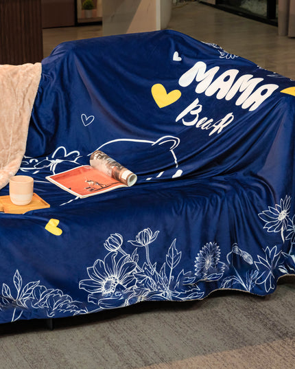 OINA® Mama Bear Blanket – Navy Floral Gift from Child to Mom