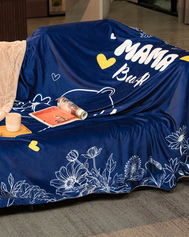 OINA® Mama Bear Blanket – Navy Floral Gift from Child to Mom